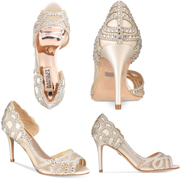 Badgley Mischka Shoes - Badgley Mischka Marla Embellished Peep-Toe Even. 7